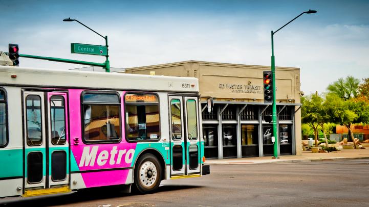 Route 45 bus going past Ed Pastor Transit Center