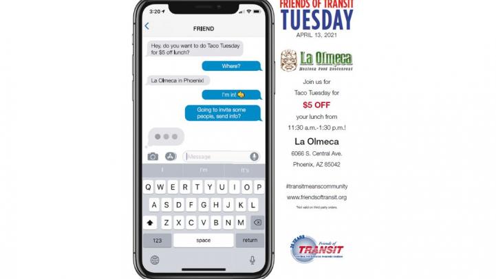 Friend of Transit event at La Olmeca. More information below.