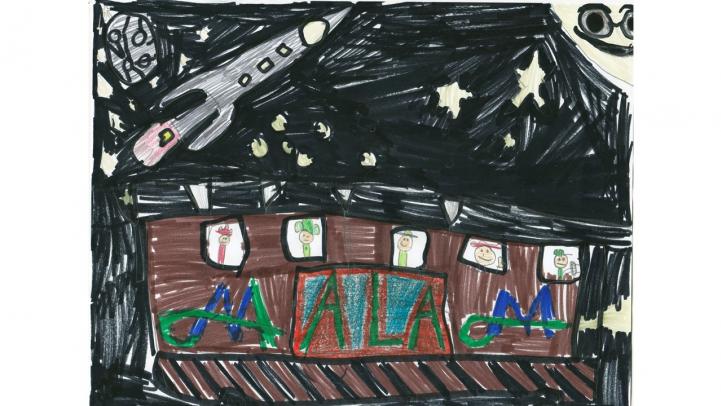 Artwork showing a Valley Metro light rail traveling at night.