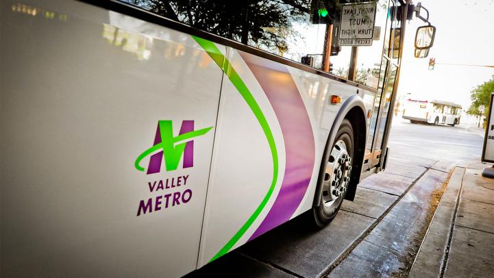 side of a bus with Valley Metro logo