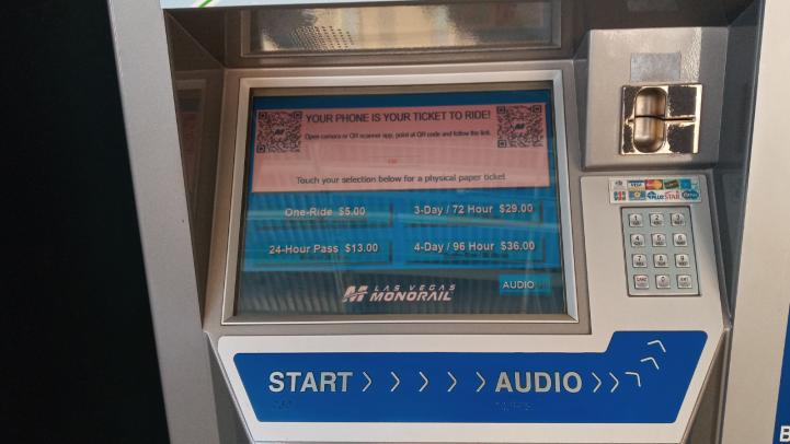 A Las Vegas Monorail ticket vending machine