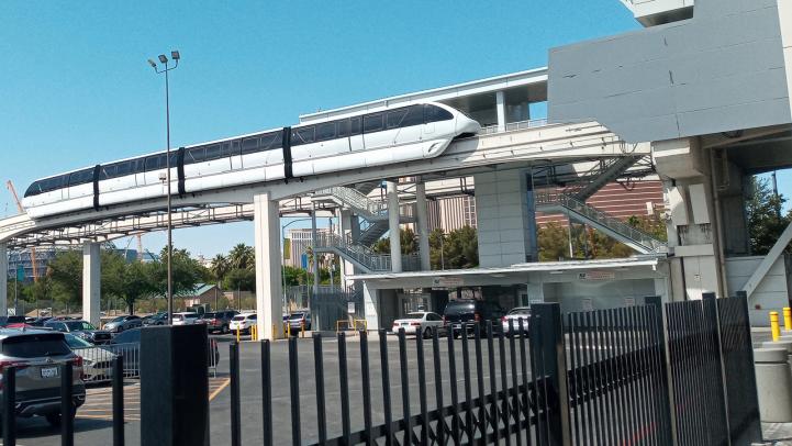The Las Vegas Monorail enters a station