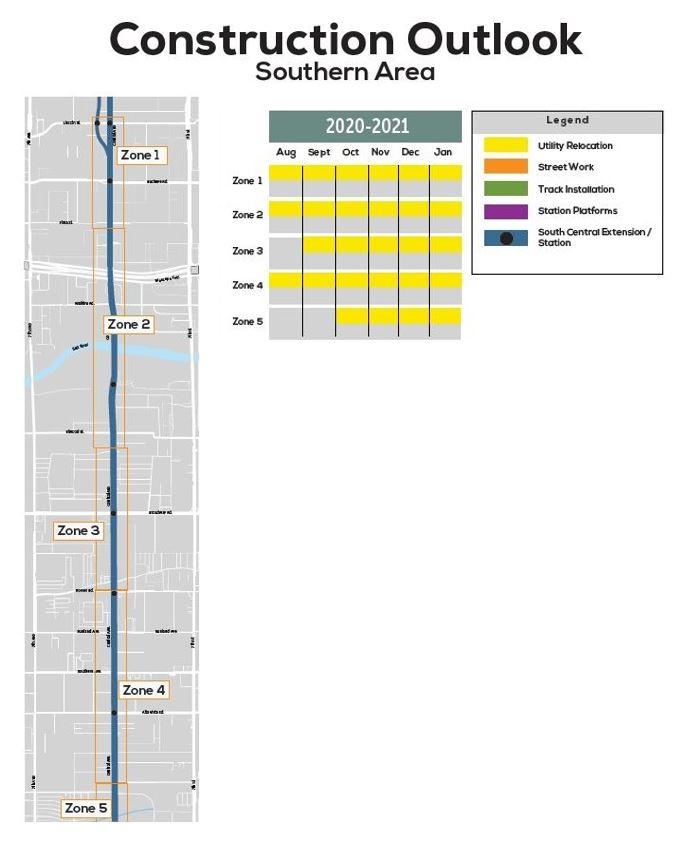 Six month construction outlook map for southern Phoenix area. See description below for details.