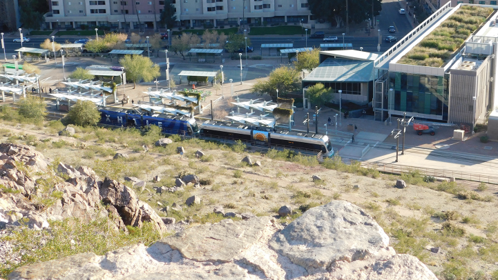 Train rides by A Mountain