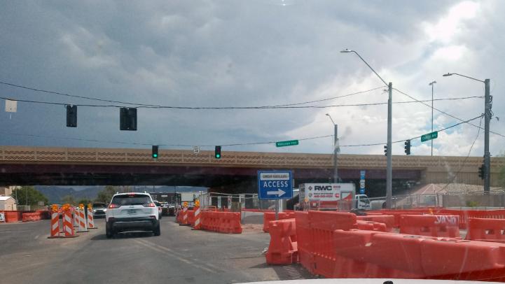 Approaching an overpass in the South Central Extension project