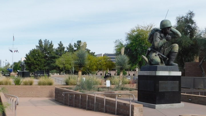 Several statues are in the area