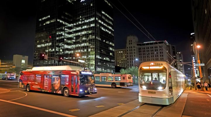 Bus and Light Rail Train