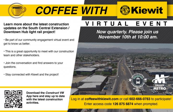 Coffee with Kiewit flyer. See description below for more details.