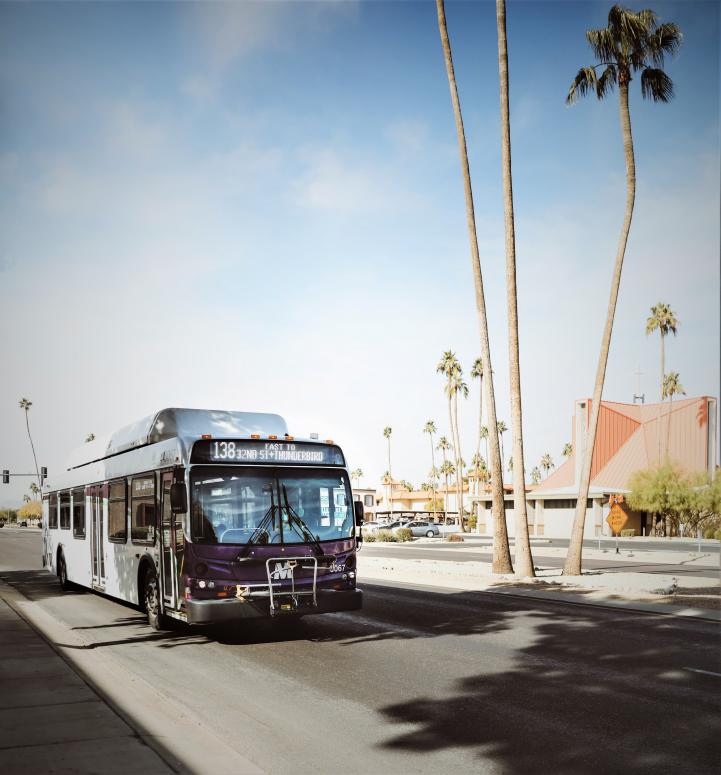 Bus driving down a road in Surprise, Arizona