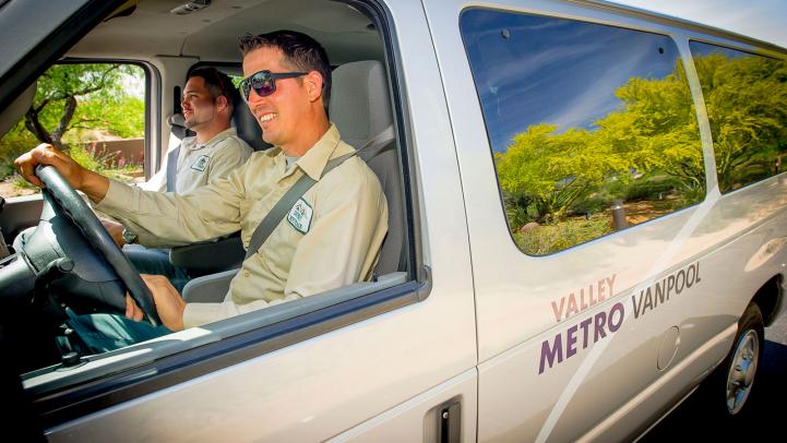 Desert Mountain employees riding in a vanpool vehicle Desert Mountain employees riding in a vanpool vehicle