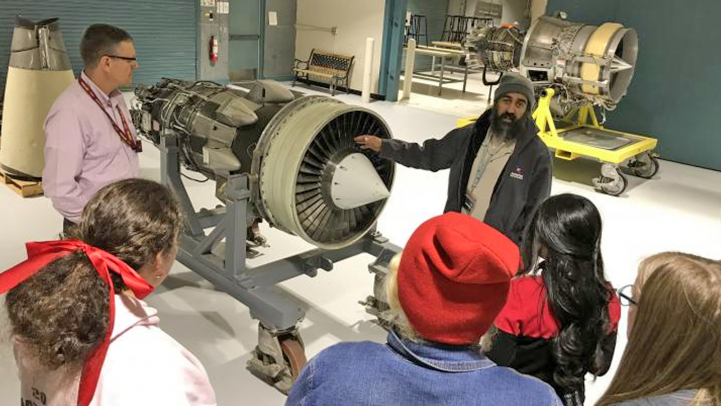 Transportation YOU AZ students visit Phoenix-Mesa Gateway Airport and see a mechanics facility.