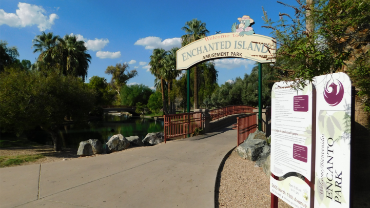 Enchanted Island entrance at Encanto Park