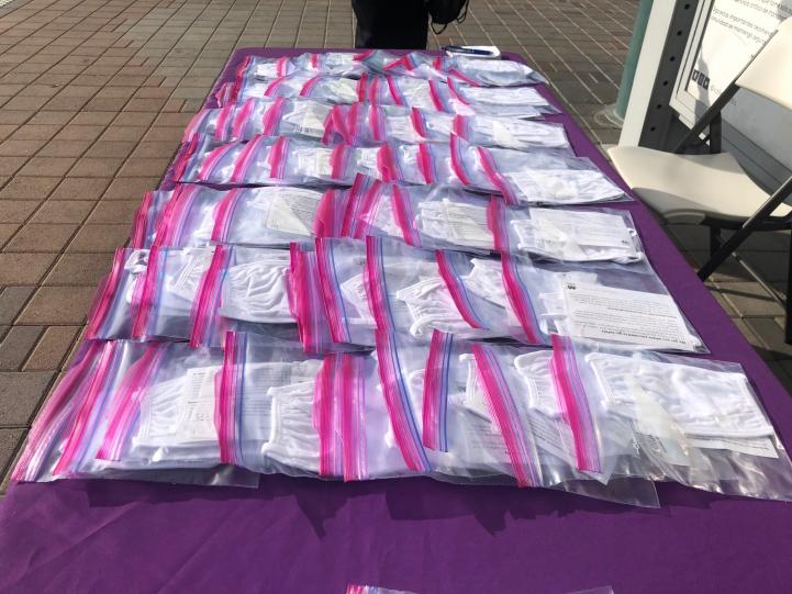 Face coverings on table