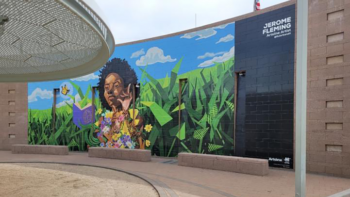 Jerome Fleming mural at Roosevelt St. station