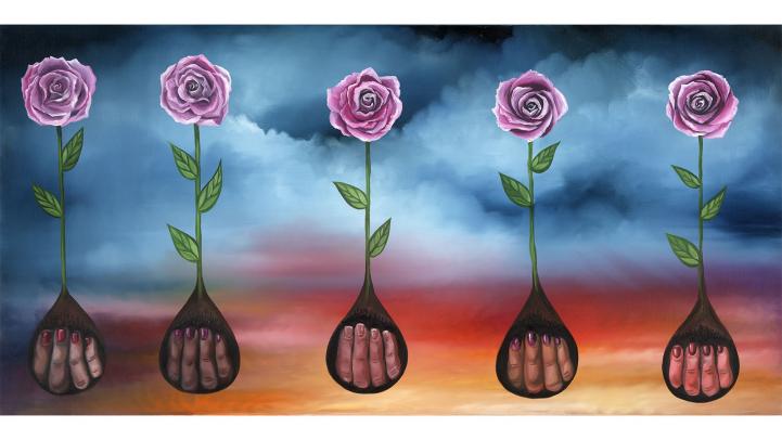 Artist Lauren Lee painting of flowers Artist Lauren Lee painting of flowers