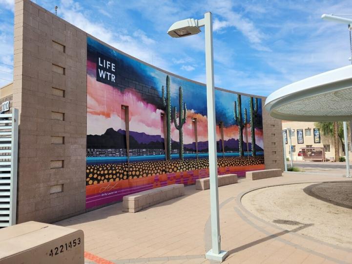 desert landscape in pink hues by Artsline Artist Lauren Lee