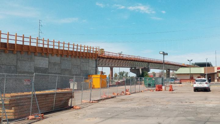 Looking at the light rail bridge over the I-17