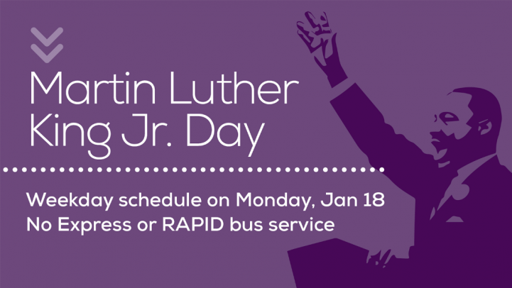 Martin Luther King Jr. Day, Weekday schedule on Monday January 18.