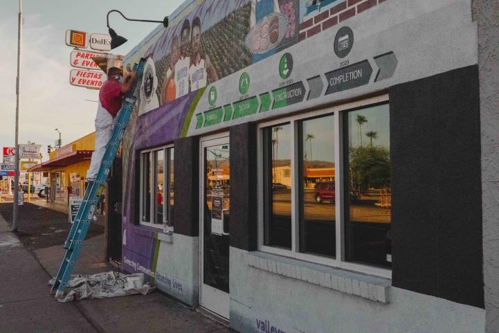 Mural showing progress on South Central extension Mural outside the Community Outreach offie