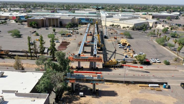 Construction of rail bridge over I-17