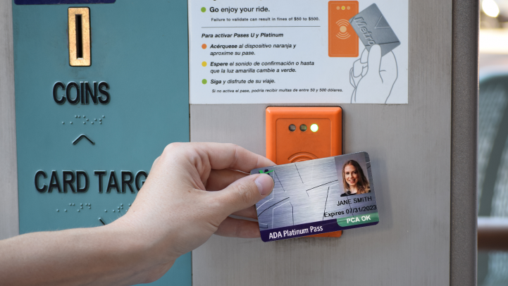Platinum pass being swiped at card reader