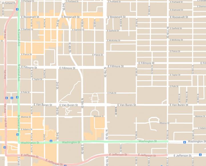 A map showing the routes affected by construction in February and March