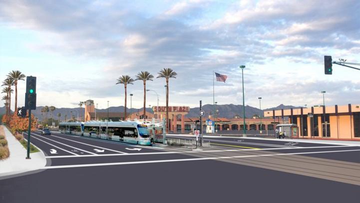 Preview graphic of completed South Central Extension light rail station