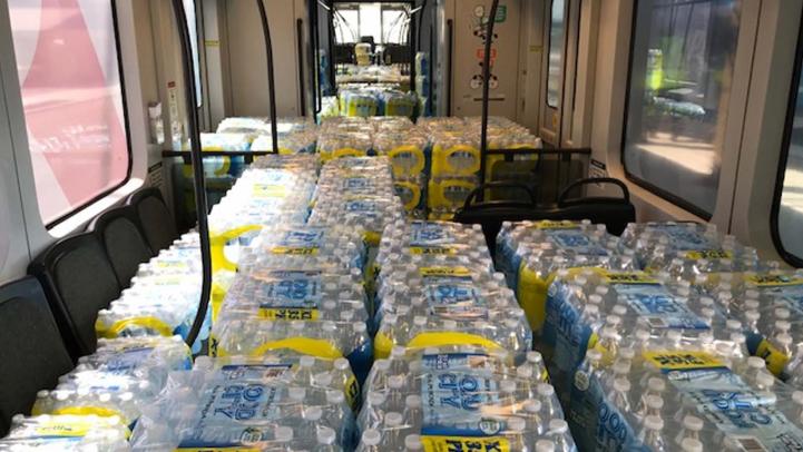 One of the tests involves filling a train with bottles of water to simulate the weight of passengers