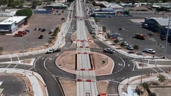Aerial view of Main Street and Horne roundabout.