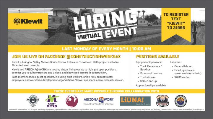 Kiewit Hiring Event Flyer. More information in description below.