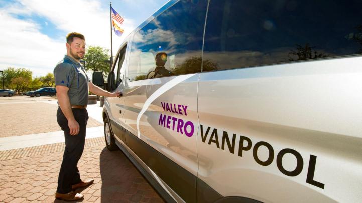 Vanpool driver getting Valley Metro van