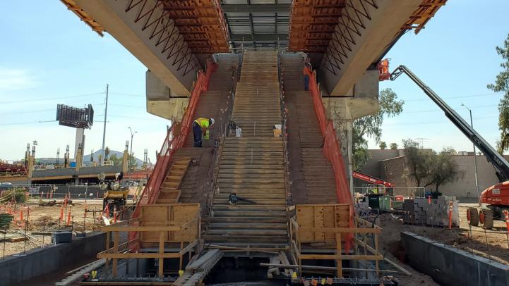 Stairs leading to station at former Metrocenter Mall