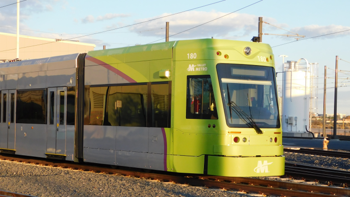 Valley Metro Streetcar at sunset