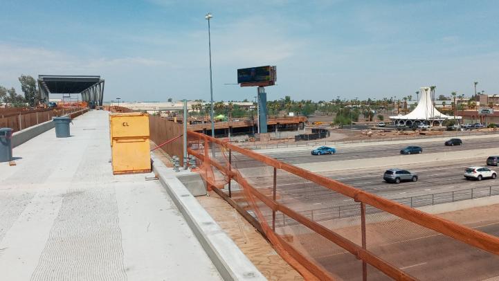 The view from the light rail bridge over I-17