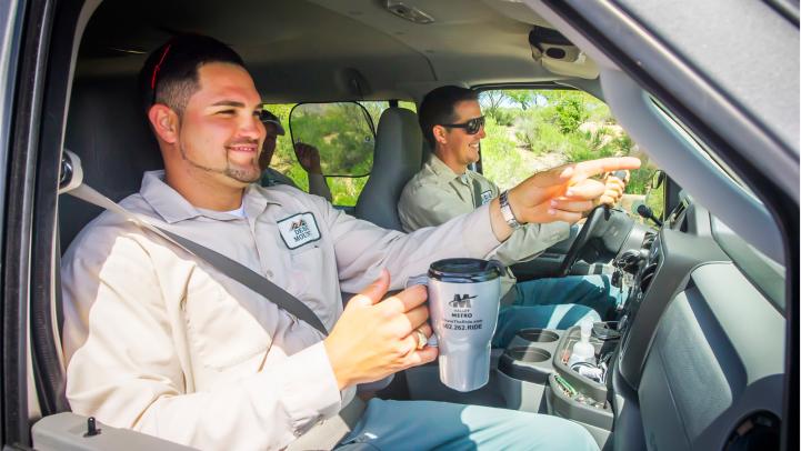Vanpool buddies enjoy the ride