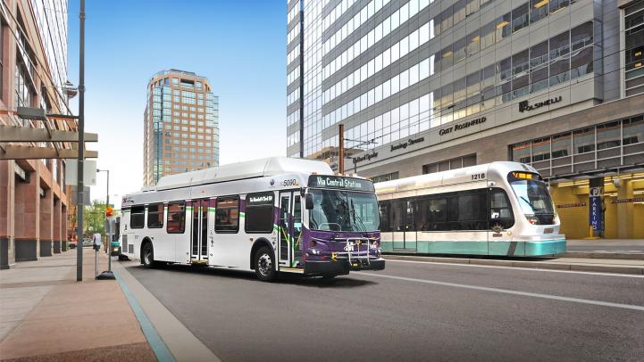 Valley Metro Bus and Light Rail in downtown Phoenix